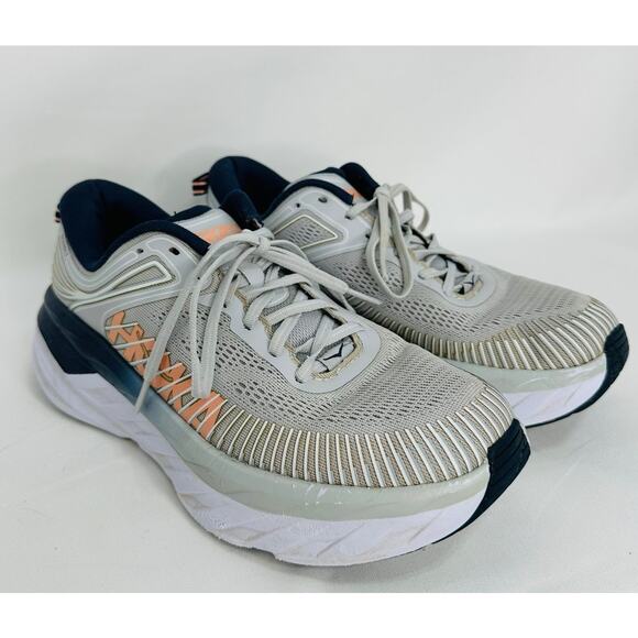 HOKA One One Bondi 7 Running Shoes – Women’s Size 9.5 Gray Navy - Picture 2 of 8